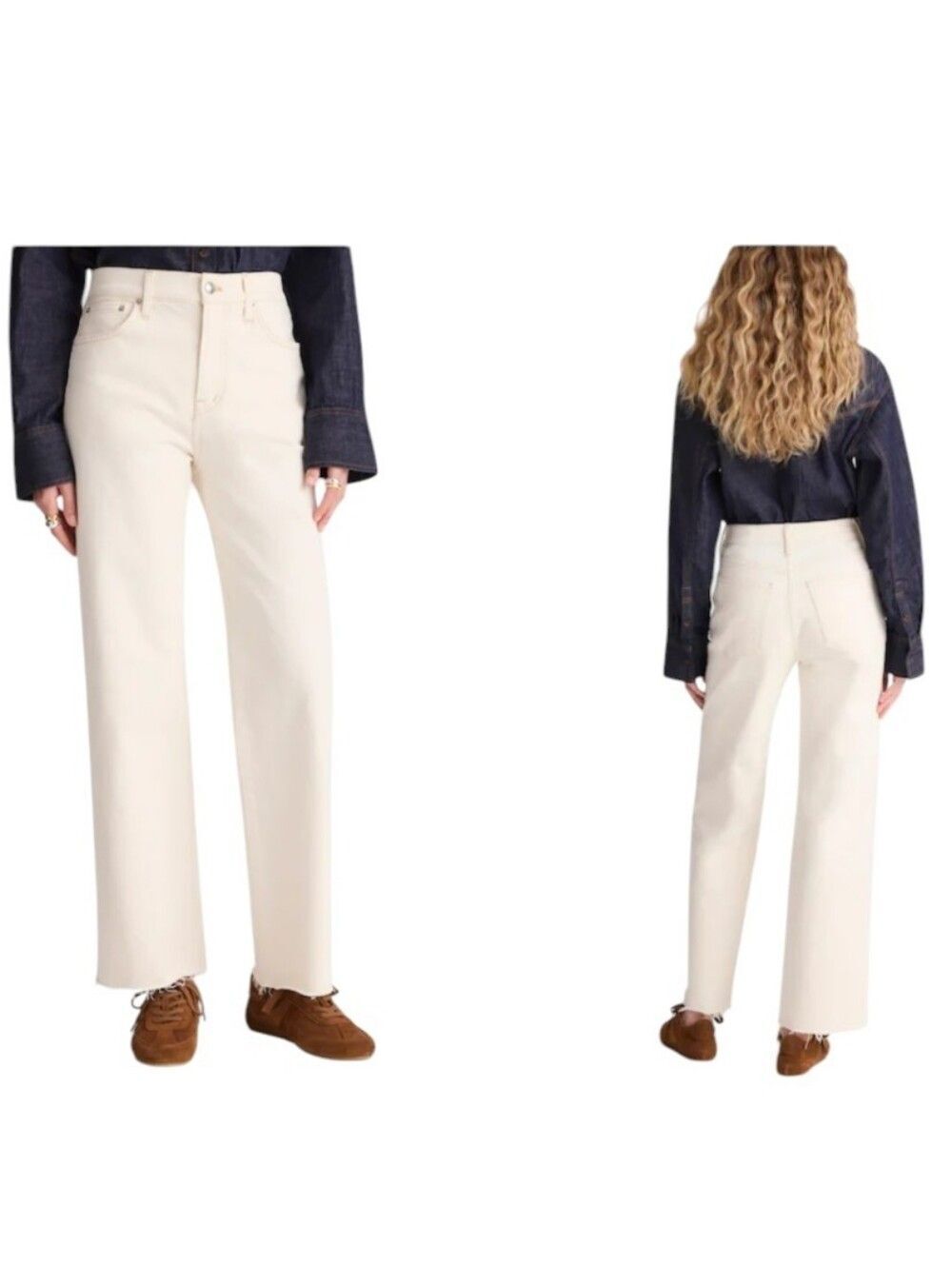 NWT Madewell Perfect Vintage Wide-Leg Crop Jean Vintage Canvas White Size 27